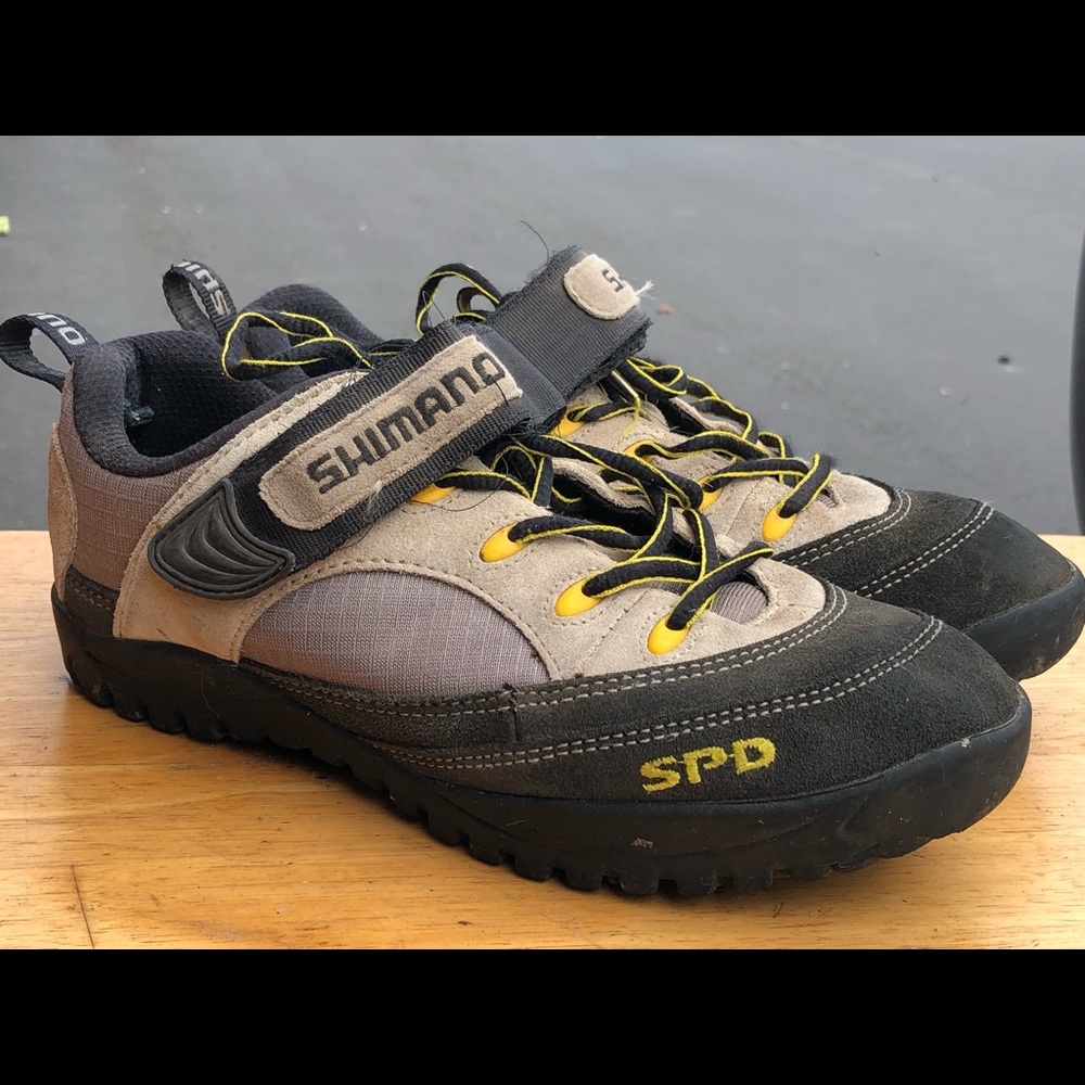 Men Shimano SPD Cycling Men’s Black Tan Suede Bike SH-M037W 2-Bolt Cleats Size 7